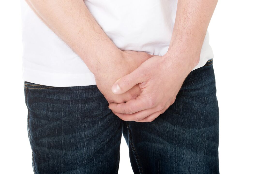 pain in the groin with discharge from the urethra
